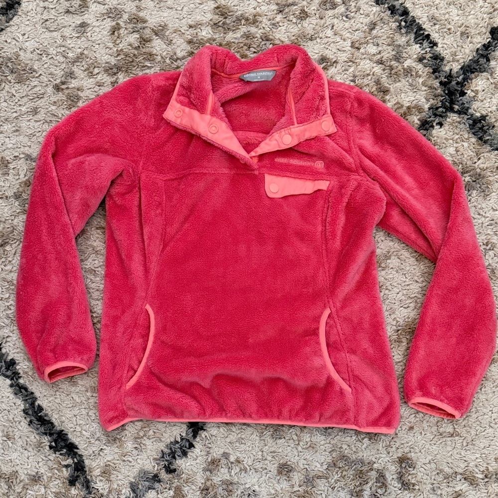 Free Country Women's Pink and Coral Fleece Cowl Sweater